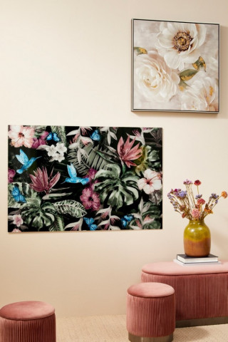 Tablou decorativ in ulei multicolor din lemn de Pin si panza, 72,5x4,5x72,5 cm, Crown Flowers Bizzotto - Img 4