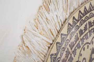 Tablou decorativ maro din lemn de Pin si panza, 100x2,8x100 cm, Malindi Mauro Ferretti - Img 3