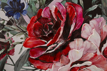 Tablou decorativ multicolor din lemn de Pin si panza, 80x2,8x120 cm, Lady Flower-A Mauro Ferretti - Img 3
