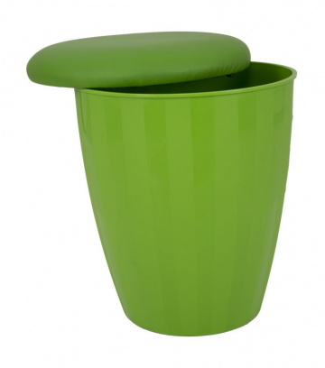 Taburet verde din plastic si piele ecologica, cu spatiu de depozitare, ø 38 x h45 cm, Easy Mauro Ferreti - Img 3