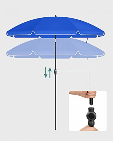 Umbrela de gradina albastra din poliester si metal, ∅ 200 cm, Vasagle - Img 7