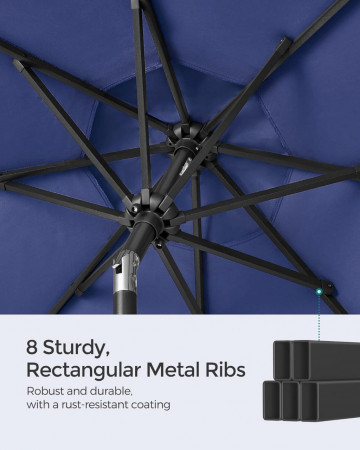 Umbrela de gradina reglabila si cu sistem de inclinare, metal, albastru, Songmics - Img 6