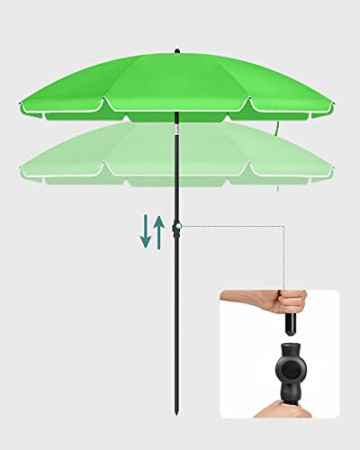 Umbrela de gradina verde din poliester si metal, ∅ 160 cm, Vasagle - Img 6