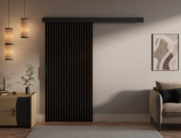 Ușă glisantă Perion – 96x1.6x205 cm – Wenge / Negru - Img 3