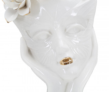 Vaza alba din portelan, 16,5x14x27,3 cm, Woman Mask Mauro Ferretti - Img 2