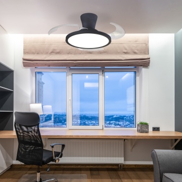 Ventilator de tavan LED Eolo Slim, 3 pale, 32W, Negru, Kelektron – prezentare de catalog a produsului