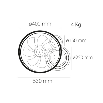 Ventilator de tavan LED Ventus, 7 pale, Ø40 cm, 8–86W, Negru + Alb, Kelektron - Img 7