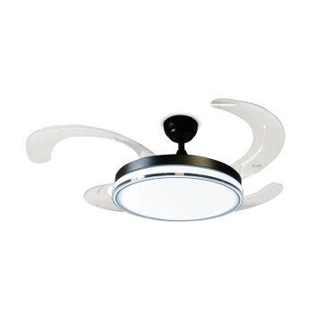 Ventilator de tavan LED Vietor, 4 pale, Ø110 cm, 72W, Negru, Kelektron