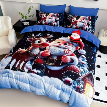 set lenjerie pat Crăciun imprimeu digital 5D Moș Crăciun Jojo Home