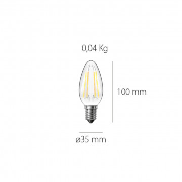 Bec LED E14 C35, transparent, lumina neutra, Kelektron - Img 2