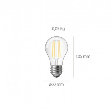 Bec LED E27 Filament A60, alb, lumina calda, Kelektron - Img 2