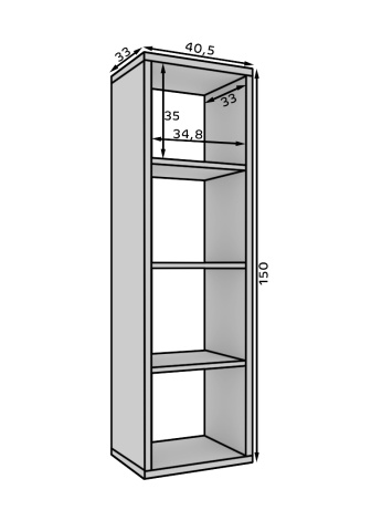 Bibliotecă 40x150 cm, Cleo II, ADRK Furniture – fotografie de produs din catalog