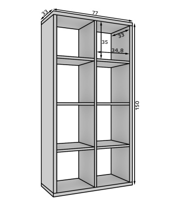 Bibliotecă, 77x150 cm, Cleo V, ADRK Furniture - Img 5