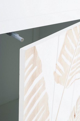 Bufet alb incrustat manual din lemn de Paulownia, 70x30x80 cm, Folium Bizzotto - Img 5