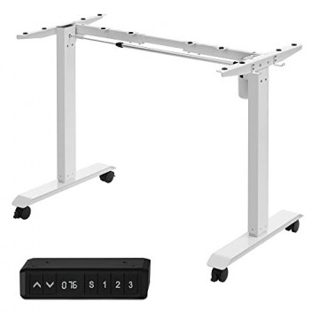 Cadru pentru birou electric reglabil alb din metal, 86-130 x 60 x 71,5-117 cm, Songmics - Img 1