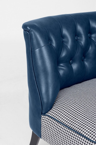 Canapea albastra/gri din piele ecologica si textil cu 2 locuri, Batilda Scuro Bizzotto - Img 6
