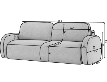 Canapea Avuela extensibil, 250x105x94 cm – Royal 18 - Img 12