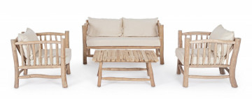 Canapea cu 2 locuri finisaj natural din lemn de Teak, 140 cm, Sahel Bizzotto - Img 9