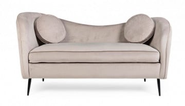 Canapea cu 2 locuri gri deschis din catifea si lemn de Pin, 163 cm, Candis Bizzotto - Img 3