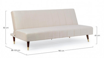 Canapea extensibilă crem din catifea si lemn de Eucalipt cu 3 locuri, 180 cm, Alma Bizzotto - Img 2