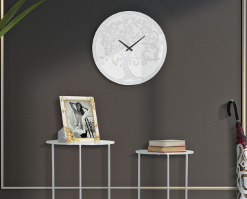 Ceas decorativ alb din metal, ∅ 55 cm, Tree Mauro Ferretti - Img 5
