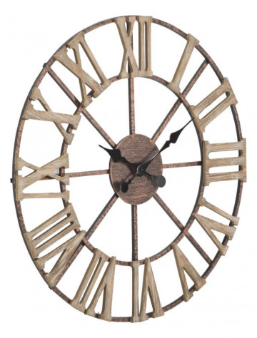 Ceas decorativ maro din metal si MDF, ∅ 71,5 cm, Plus Mauro Ferretti - Img 2