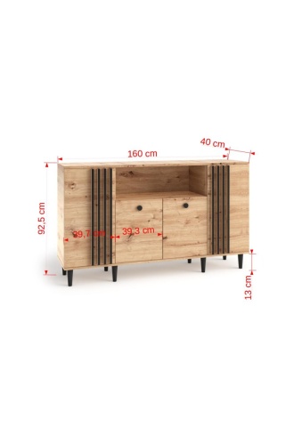 Comodă LIVIA 04 – 160x40x92.5 cm – Stejar Artisan - Img 4