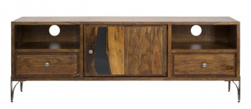 Comoda TV maro din lemn de Acacia, 175x40x60 cm, Mustang Mauro Ferretti - Img 2