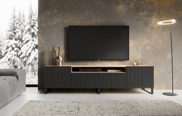 Comodă TV NOEMI Stand – 200x41x53 cm – Negru / Stejar Artisan
