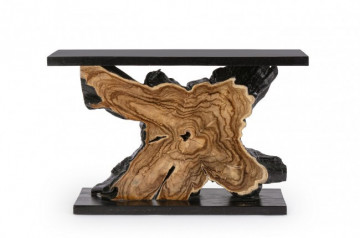 Consola neagra/maro din lemn de Teak, 120x40x75 cm, Marwood Bizzotto - Img 2