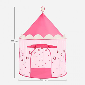 Cort de joaca pentru copii, 101 cm, metal / textil, roz, Songmics - Img 6
