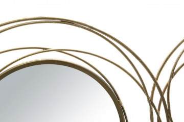 Decoratiune de perete aurie din metal si oglinda, 124,5x4x53,5 cm, Gold Round Mauro Ferretti - Img 5