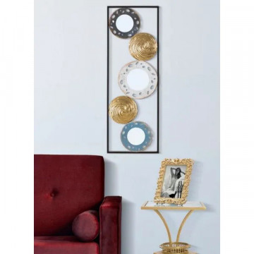 Decoratiune de perete aurie din metal si sticla, 31 x 3 x 90 cm, Gloty Mauro Ferreti - Img 5