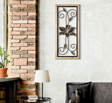 Decoratiune de perete neagra din metal / lemn, 26 x 2,5 x 60 cm, Koman-B Mauro Ferreti - Img 6