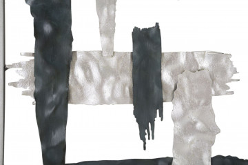 Decoratiune de perete neagra / gri din metal, 29 x 2,5 x 74 cm, New Art Mauro Ferreti - Img 2