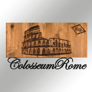 Decoratiune de perete, Rome, lemn/metal, 58 x 33 cm, negru/maro - Img 6