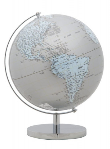 Decoratiune glob argintiu/albastru deschis din metal, ∅ 25 cm, Globe Mauro Ferretti - Img 2