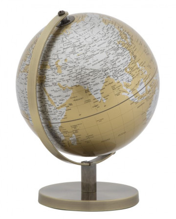 Decoratiune glob auriu/argintiu din metal, ∅ 20 cm, Globe Mauro Ferretti - Img 3