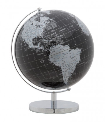 Decoratiune glob negru/argintiu din metal, ∅ 25 cm, Globe Mauro Ferretti - Img 2