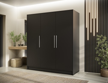 Dulap cu 3 usi Alarica 180x60x200 cm Alarica – Negru – prezentare comercială suplimentară
