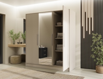 Dulap cu 3 usi si oglinda Alarica 180x60x200 cm – Cashmere – imagine suplimentară a produsului
