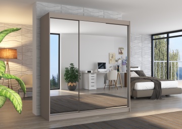 Dulap cu uși glisante AUSTIN – cu oglindă – 200x58x215 cm – Cașmir - Img 2