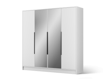 Dulap Lunara cu uși batante – 4 uși – 200x51x200 cm – Alb - Img 2