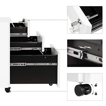 Dulap mobil pentru birou / rollbox, 46 x 30 x 59,2 cm, metal, alb, Songmics - Img 7