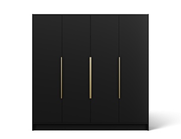 Dulap Palladio cu uși batante – 4 uși – 200x51x200 cm – Negru – Varianta 2