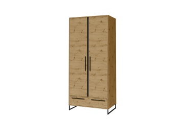 Dulap Two-door ARIA – 90x55x200 cm – Stejar Artisan / Negru – cadru alternativ al produsului
