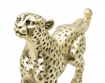 Figurina decorativa aurie din polirasina, 33x7,7x19,5 cm, Leopard Mauro Ferretti - Img 3