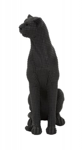 Figurina decorativa neagra din polirasina, 15x10x27 cm, Leopard Mauro Ferretti - Img 2