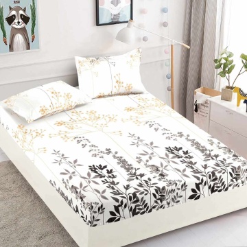 Husa de pat cu elastic si 2 fete de perna, tesatura tip finet, pat 2 persoane, alb, HBF-280