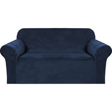Husa elastica din catifea, canapea 2 locuri, cu brate, bleumarin, HCCJ2-04 - Img 1